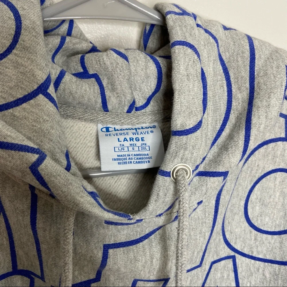 Champion Large Logo Gray Sweatshirt Large - Picture 2 of 9
